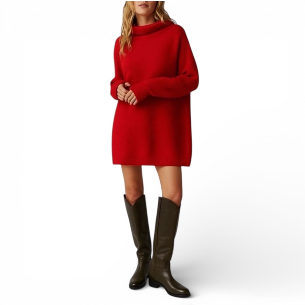 Free People Ottoman Slouchy Tunic Red Sweater